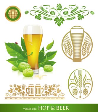 Vector set - beer, hop and brewing clipart