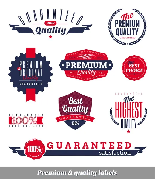 Conjunto de etiquetas y emblemas premium y de calidad — Vector de stock