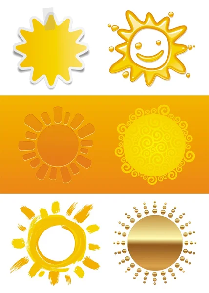 El juego vectorial del sol en los estilos diferentes — Archivo Imágenes Vectoriales
