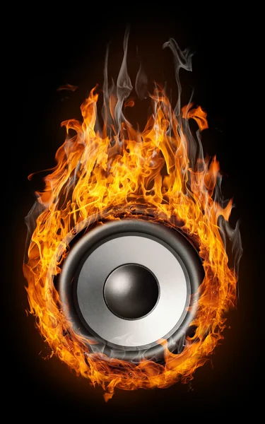 Alto-falante em chamas - fundo "estilo de música" — Fotografia de Stock