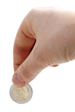 Hands with euro coins clipart