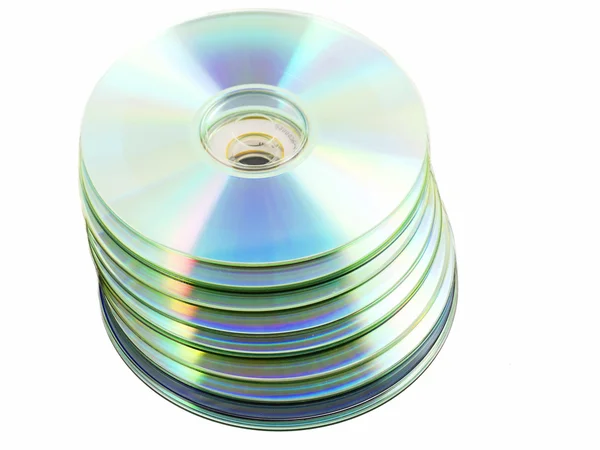 Empilhamento de discos compactos sobre fundo branco — Fotografia de Stock