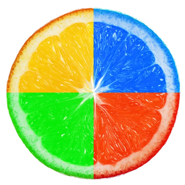 Χρωματιστά φέτα πορτοκάλι σε άσπρο φόντο — Φωτογραφία Αρχείου