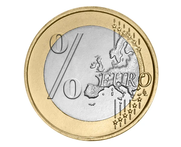 Moeda de euro com sinal percentual — Fotografia de Stock