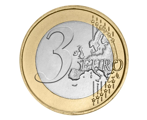 Three euro coin — Stock Photo, Image