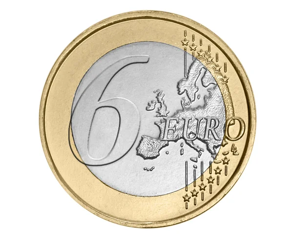 Sex euromynt六つのユーロ硬貨 — ストック写真