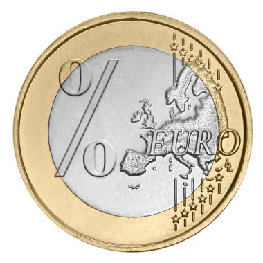 Euro coin with percent sign clipart