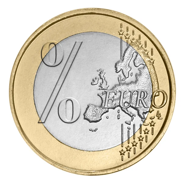 Moeda de euro com sinal percentual — Fotografia de Stock