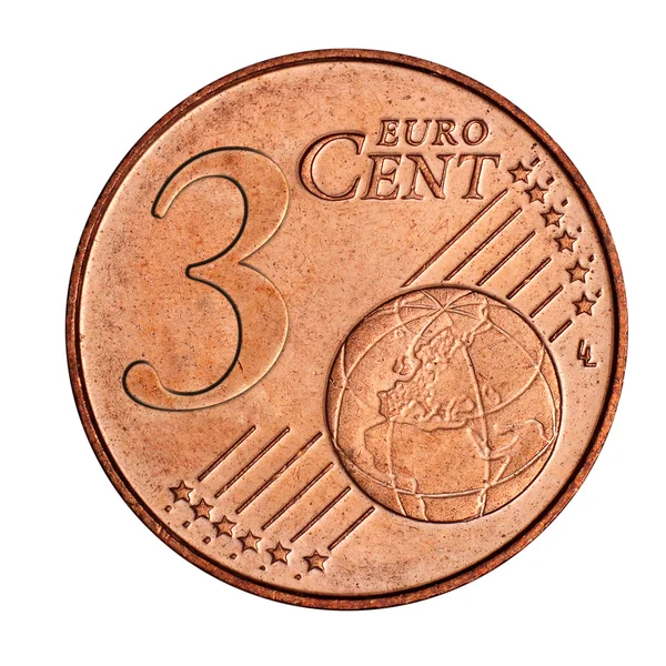 Moneta da 3 cent euro — Foto Stock