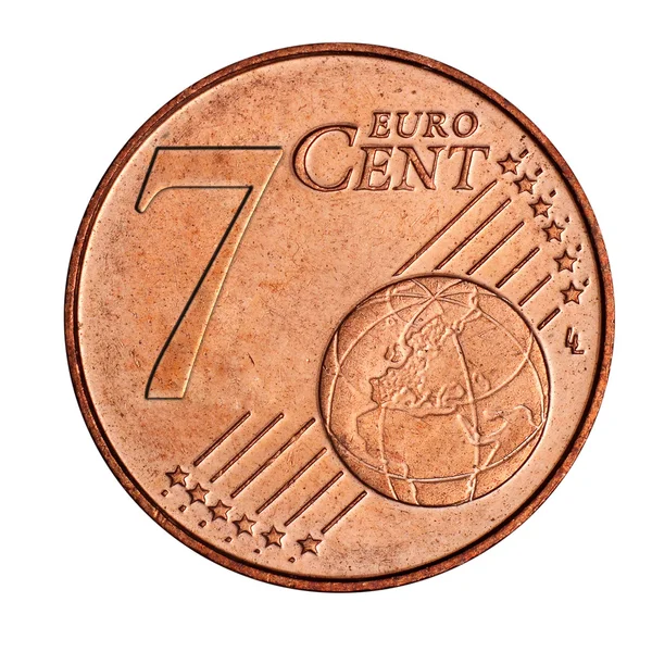 7 euro cent coin — Stock Photo, Image