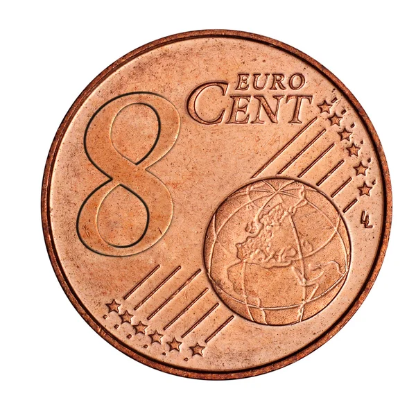 8 euro cent coin — Stock Photo, Image