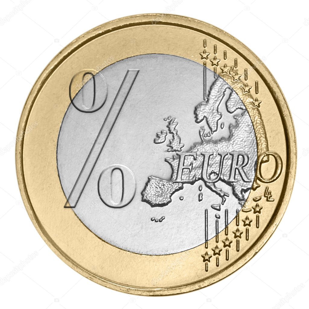 Euro coin with percent sign