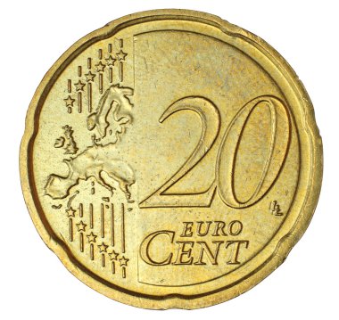 20 euro cent beyaz zemin üzerine