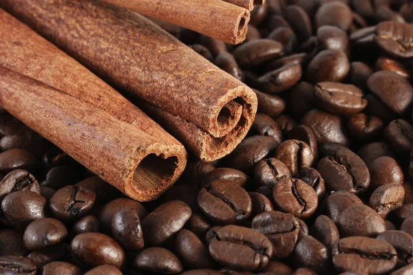 stock image Coffee beans and cinamon sticks