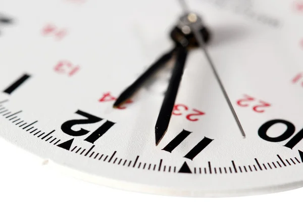 Closeup view of watch face on white — Stock Photo, Image