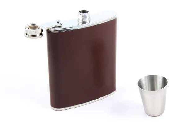 Metal flask isolated on white background — Stock Photo, Image