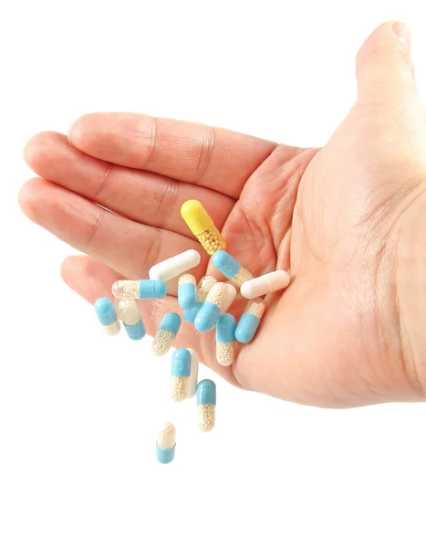 Egy kézzel orvosi tabletták — Stock Fotó