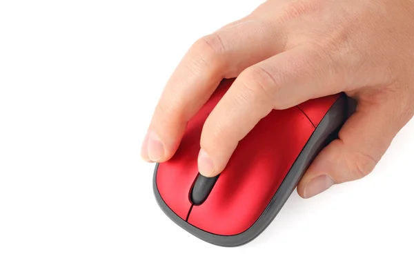 Рука з комп'ютерною мишею — стокове фото