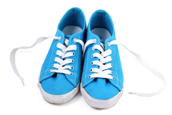 Kék tornacipő fehér alapon — Stock Fotó