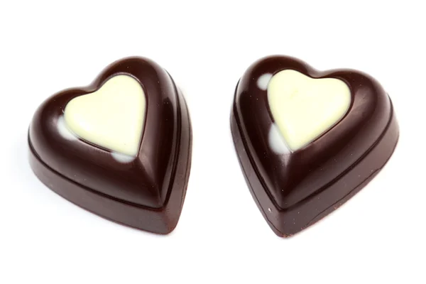 심 혼의 형태로 두 개의 초콜릿 — 스톡 사진