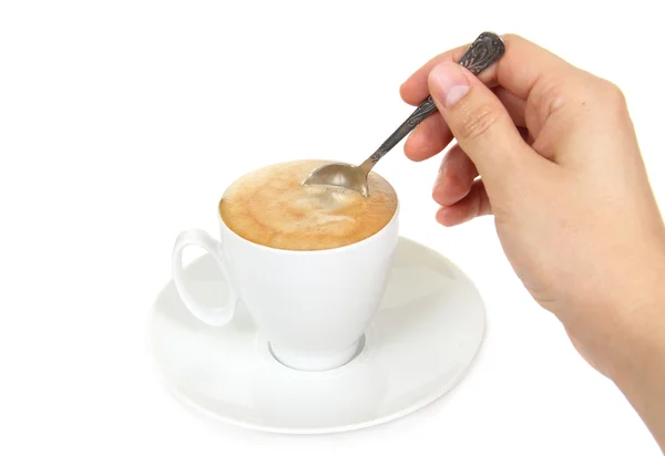 Kopp kaffe på hvit bakgrunn – stockfoto