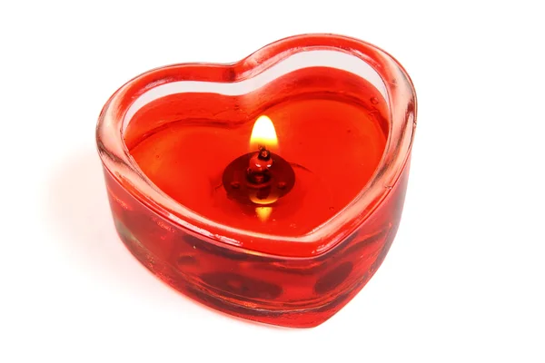 Candle in form of heart on white background — Stock Photo, Image