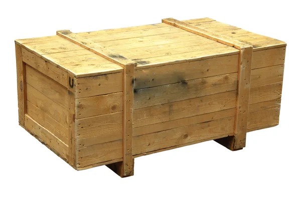 Caja de madera aislada sobre fondo blanco Imagen de stock