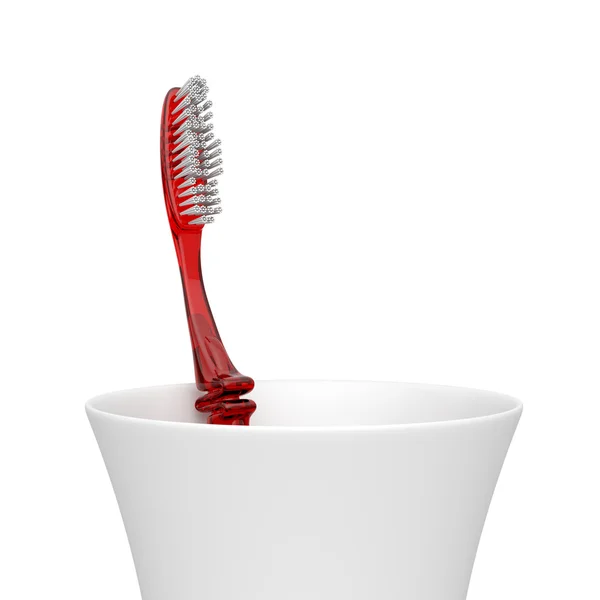 Kırmızı diş fırçası — Stok fotoğraf