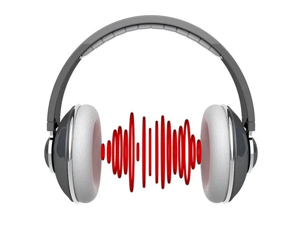 Headphones with sound waves — Stock Photo, Image