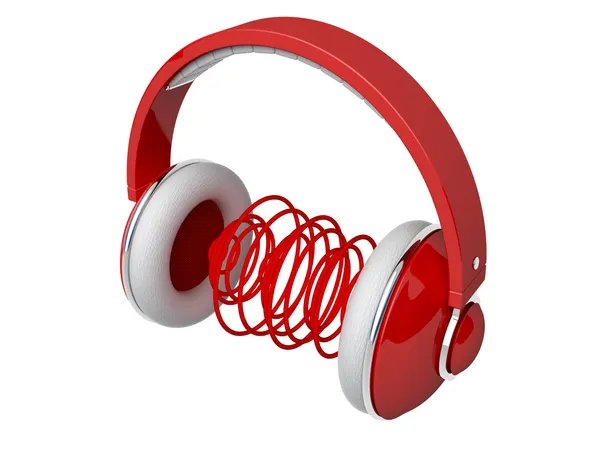 赤いヘッドフォン — ストック写真