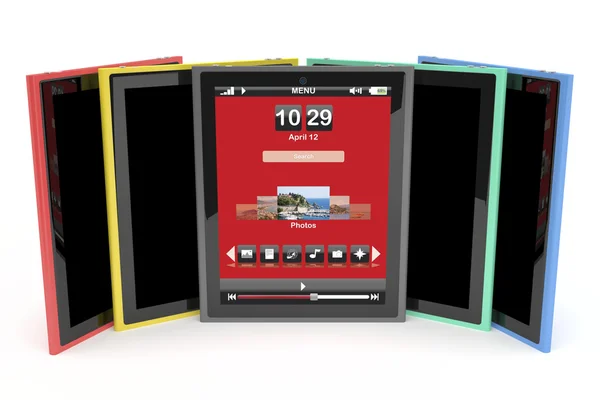 Tablet computadores com cores diferentes — Fotografia de Stock