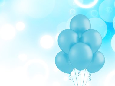 Blue flying balloons clipart