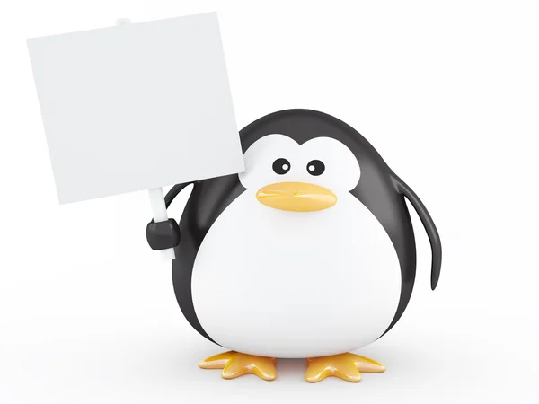 Pinguim gordo com placa vazia — Fotografia de Stock