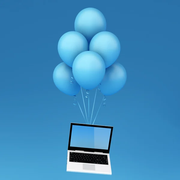 Flygande laptop — Stockfoto