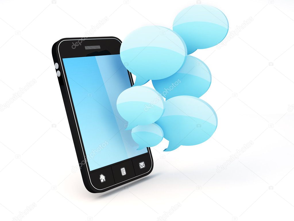 Smartphone with speech bubbles