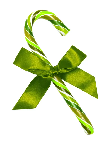 Святой Патрик день конфеты трость с зеленым луком изолированы на белом — стоковое фото