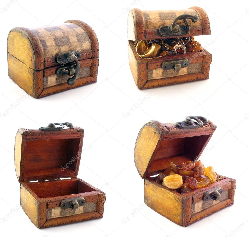 Wooden chests in set