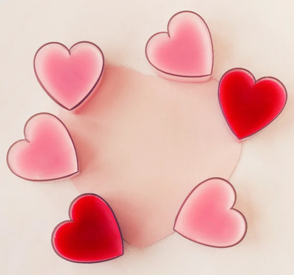 Tarjeta con seis corazones (rosa y rojo ) — Foto de Stock