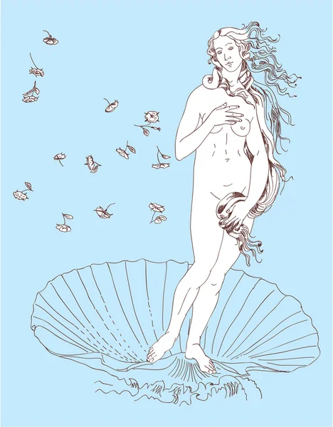 Nascita di Venere. El nacimiento de Venus (Botticelli ). — Vector de stock
