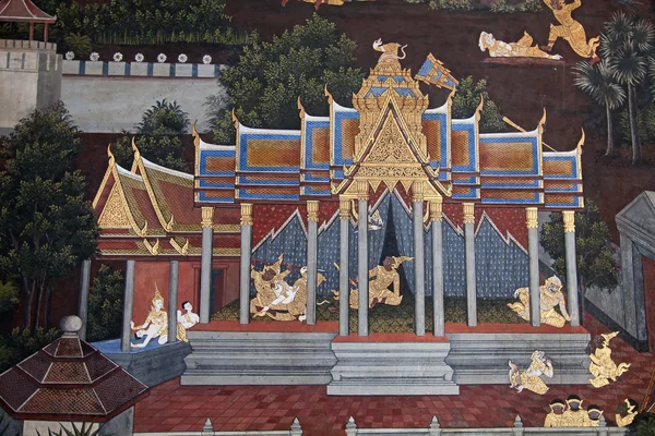 Tajski Malarstwo ścienne — Zdjęcie stockowe
