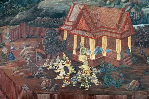 Thai freskó festmény — Stock Fotó