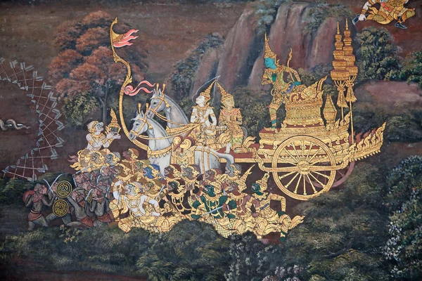 Thajské nástěnná malba — Stock fotografie