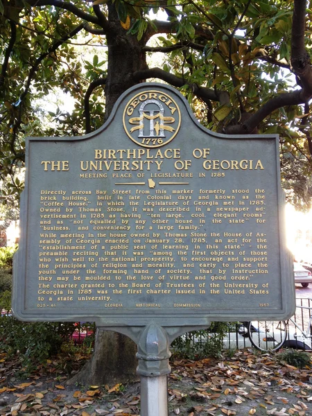 Birthplate 佐治亚大学的标语牌 — 图库照片