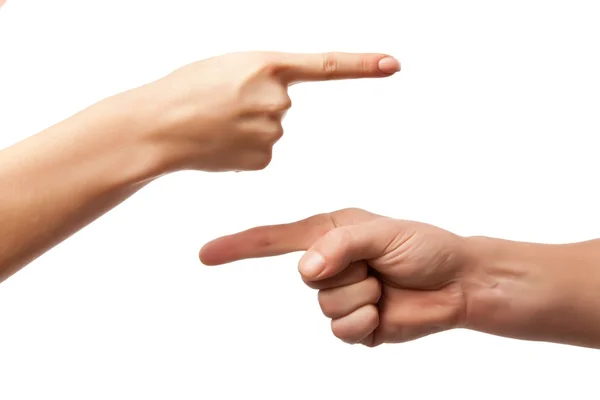 Hand finger sign on white backgroun — Stock Photo, Image