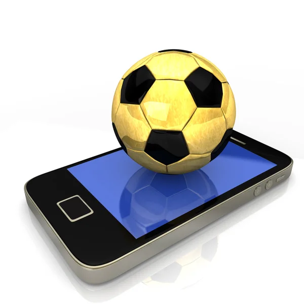 Smartphone d'oro calcio — Foto Stock