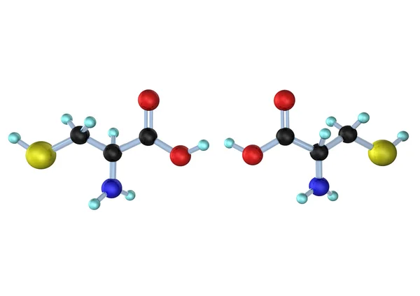 分子半胱氨酸 l 和 d — 图库照片
