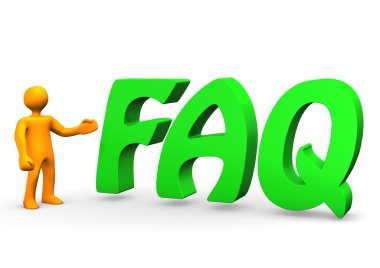 FAQ with orange Cartoon Character clipart