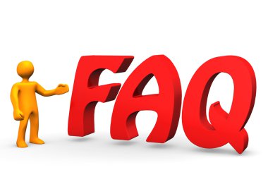 FAQ with orange Cartoon Character clipart