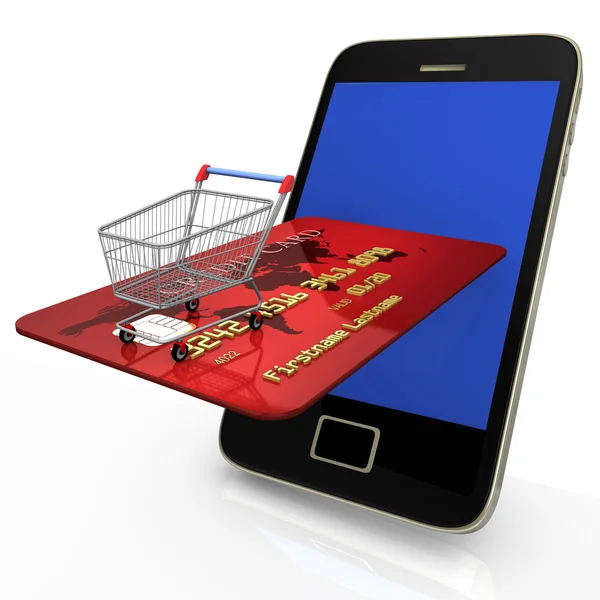 Kreditkarte für mobile Einkäufe — Stockfoto