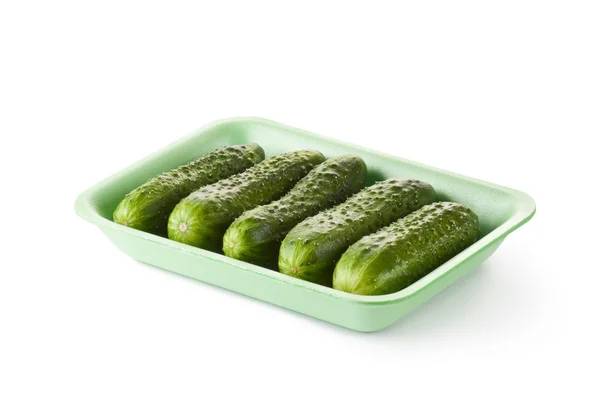 stock image Greenhouse cucumbers in retail packaging